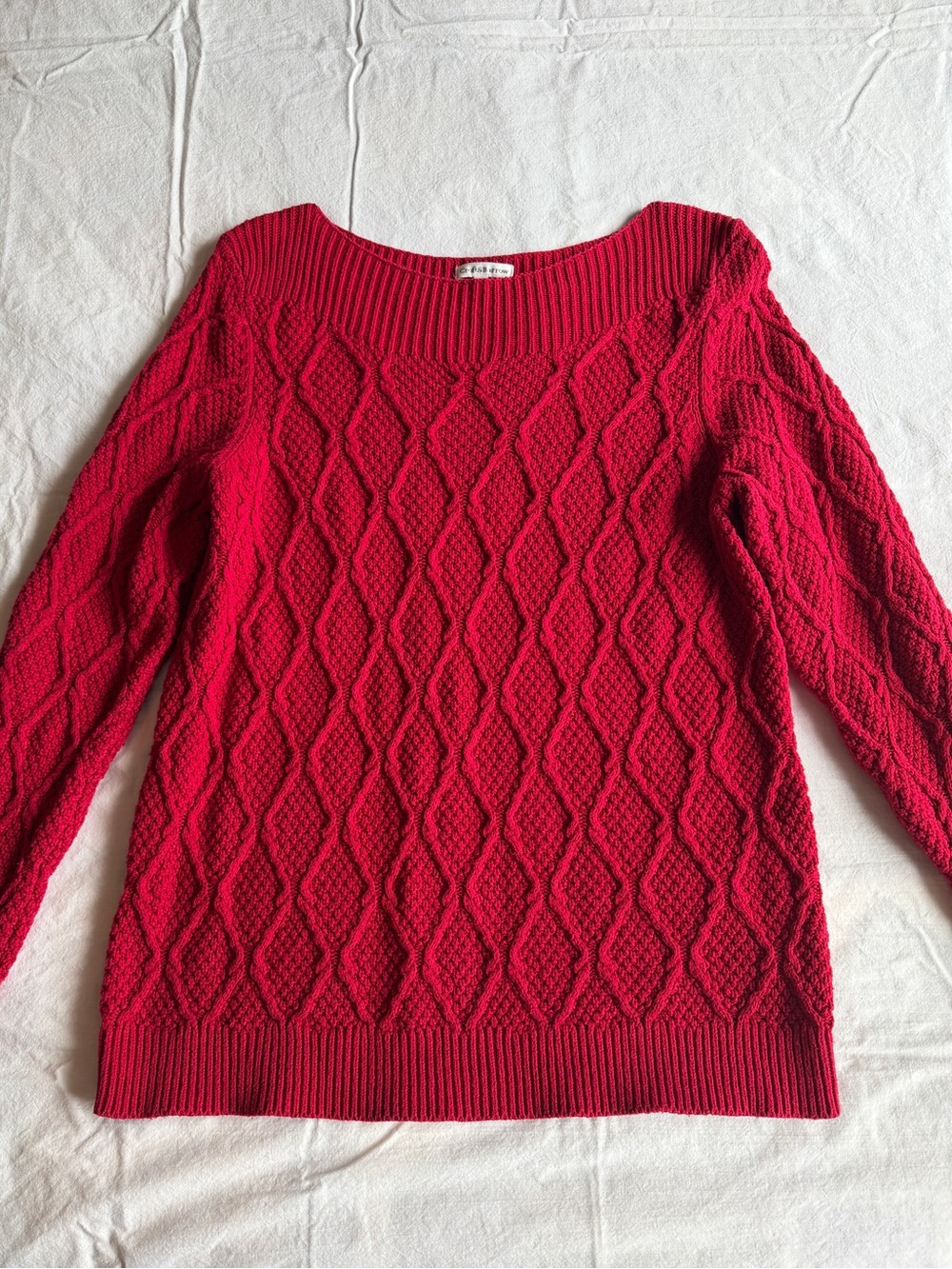 Dark Red Cable-Knit Women's Sweater